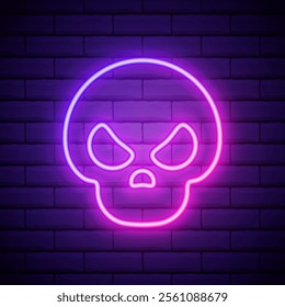 Vintage skull neon icon, great design for any purposes. Vector illustration.