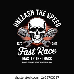 Vintage Skull Racing Emblem Design
