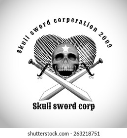 vintage skull racing team vector illustration  in classic engraving style for use as logo for racing team , sport club,music band ,Tshirt
