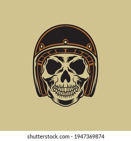 Vintage Skull Rider Vector Illustration for Tshirt or Mascot Logo