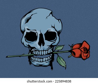 Vintage Skull and Roses, illustration vector design.