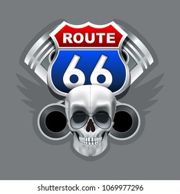 Vintage Skull and Route 66 logo