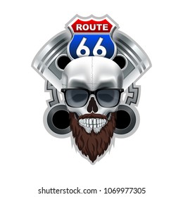 Vintage Skull and Route 66 logo