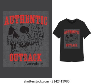 Vintage skull and slogan graphic design for t shirt print
