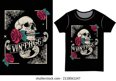 Vintage skull t shirt design. T shirt design for man, Best selling t shirt design