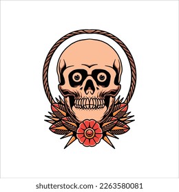 vintage skull tattoo vector design