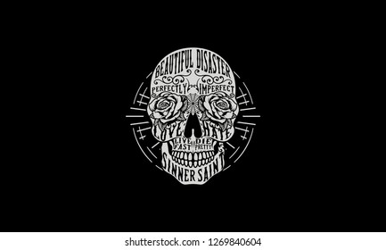 Vintage Skull Typography Illustration Vector