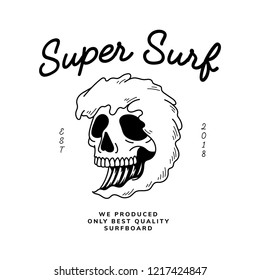Calavera vintage y vector de diseño de palabras