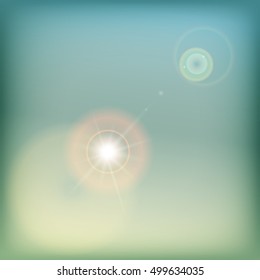 Vintage sky background with sun flare - blue and yellow.