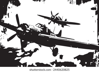 Vintage Sky Warriors Grunge Flugzeuge Textur