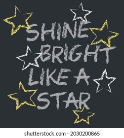 Vintage slogan print with hand drawn crayon stars illustration for girl - boy kids graphic tee t shirt - Vector