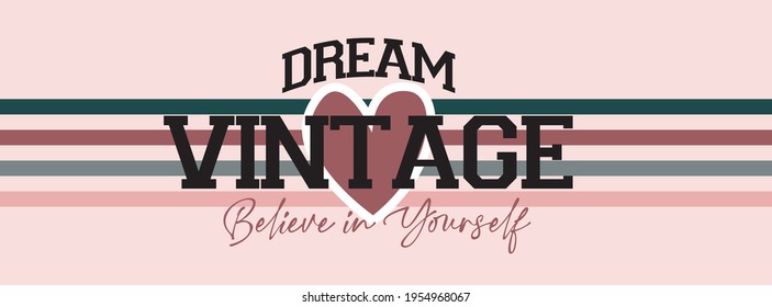 vintage slogan tee print with stripe. t shirt print with pink backgorund