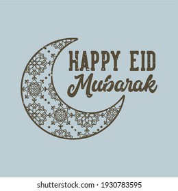 tipografía de slogan vintage feliz eid mubarak para el diseño de camisetas