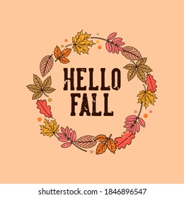 vintage slogan typography hello fall for t shirt design