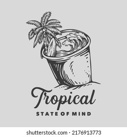 vintage slogan typography tropical state of mind for t shirt design