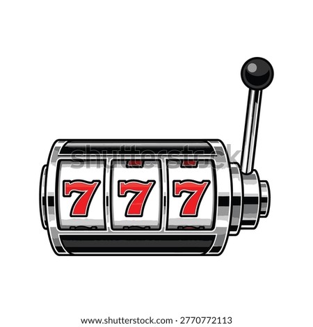 Vintage slot machine with three red sevens and a lever on the side Vector