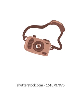 Vintage SLR camera. Stock Vector illustration in simple cartoon style. Isolate on a white background.