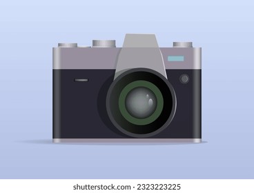 Vintage SLR-camera with optical lens. Vector Illustration isolated 