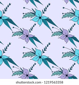 vintage small flowers seamless pattern good for baby, children, and kids. Hand drawn colorful background vector illustration cute drawing.