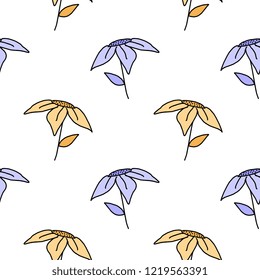 vintage small flowers seamless pattern good for baby, children, and kids. Hand drawn colorful background vector illustration cute drawing.
