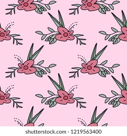 vintage small flowers seamless pattern good for baby, children, and kids. Hand drawn colorful background vector illustration cute drawing.