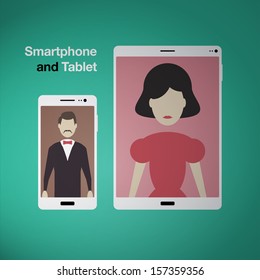 Vintage Smartphone and Tablet Vector illustrations