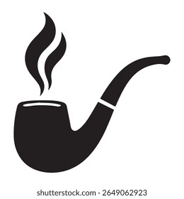 Ícone de silhueta de tubo de fumo vintage Um símbolo clássico de relaxamento e contemplação com fumaça crescente