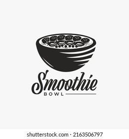 Vintage Of Smoothie Bowl Logo Design On White Background