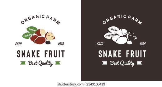 vintage snake fruit logo illustration suitable for fruit shop and fruit farm