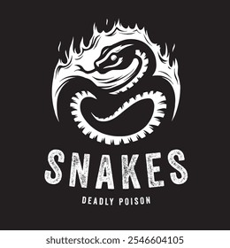 Ilustración de la serpiente de Antiguas con efecto de fuego para las necesidades del logotipo y del parche