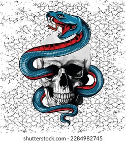 vintage snake skull design illustration