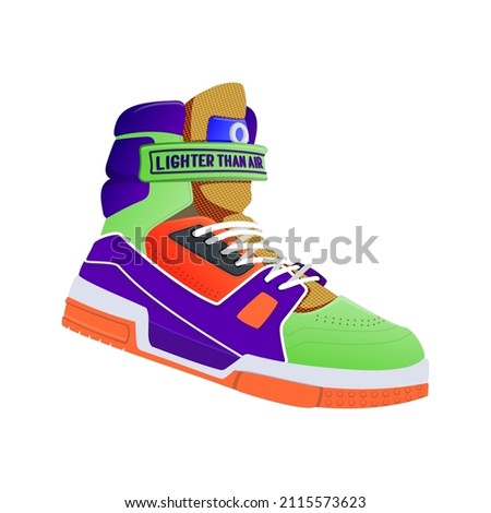 Vintage Sneaker or Trainer on White Background. Hipster Footwear Representing Fashion for Massive Retro Shoes. Active Lifestyle, Fitness and Sports Concept.