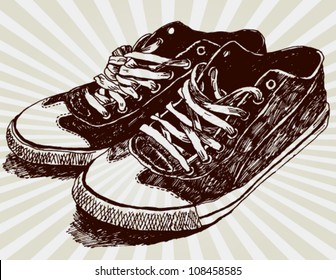 Vintage Sneakers Hand Drawn