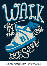 vintage sneakers and typography design for tee