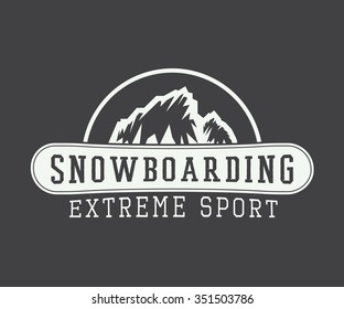 Vintage snowboarding logo, badge, emblem and design elements. Vector illustration
