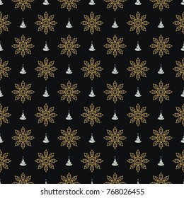 Vintage snowflake seamless pattern. Vector illustration.