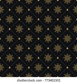 Vintage snowflake seamless pattern. Vector illustration.