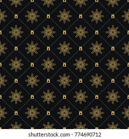 Vintage snowflake seamless pattern. Vector illustration.