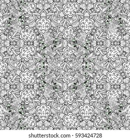 Vintage snowflake simple seamless pattern. Abstract wallpaper, wrapping decoration. Symbol of winter, Merry Christmas holiday, Happy New Year 2018. Vector gray pattern on background.