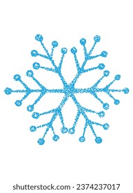 Copos de nieve vintage, ilustración vectorial de estilo dotwork, imagen navideña para diseño y decoración