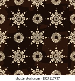 Vintage Snowflakes. Engraving. Seamless pattern of hand drawn linear hatching. Old paper.