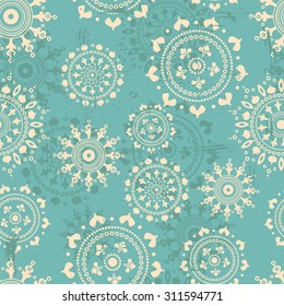 Vintage snowflakes seamless pattern. All elements of composition located on separate layers and can be easy editable