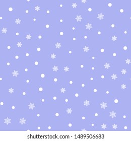 Vintage snowflakes seamless pattern layout. Small white snowflakes on light purple background. Template for christmas gifts wrapping paper. Winter season wallpaper vector illustration.