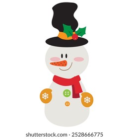 Vintage boneco de neve desenho animado estilo plano ilustração