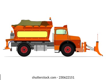 Vintage snowplow. Vector illustration without gradients on one layer.