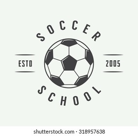 Vintage soccer or football logo, emblem, badge. Vector illustration