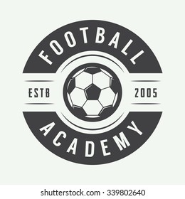 Vintage soccer or football logo, emblem, badge. Vector illustration