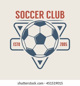 Vintage soccer or football logo, emblem, badge. Vector illustration