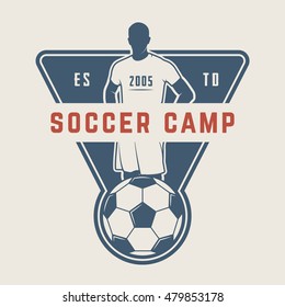 Vintage soccer or football logo, emblem, badge. Vector illustration. Graphic Art

