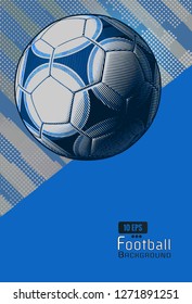 Vintage soccer football on dynamic background template layout artwork in blue color scheme